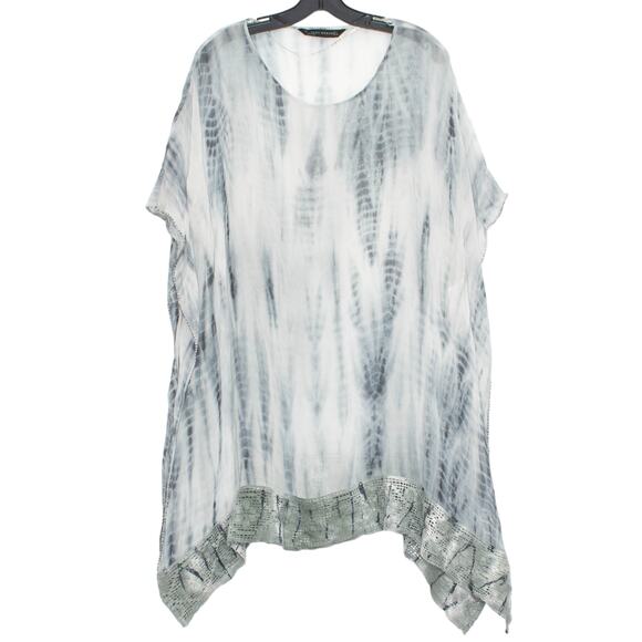 Zara Poncho Top Tie Dye Boho Coastal Beachy Hippie Retro Feminine Chiffon Medium - Picture 1 of 6